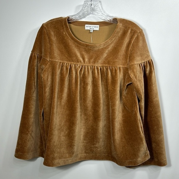 Madewell Texture & Thread corduroy swing top mustard color size XS. NWT. - Picture 1 of 9